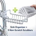 Stainless Steel Faucet Sink Caddy –  with free 5 piece scrubber