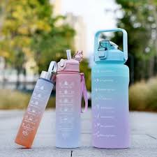 3-Piece Motivational Water Bottle Set – Leakproof BPA-Free Jugs with Time Markers