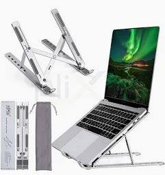 Adjustable Aluminum Laptop Stand – Portable Foldable Ergonomic Riser for All Laptops